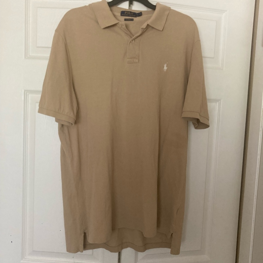Men’s Tan Polo Ralph Lauren Logo Polo Shirt Size Large